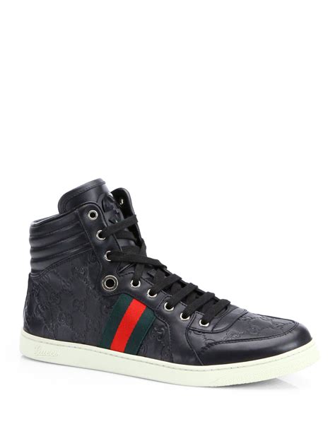 gucci sneakers high top black|black Gucci sneakers men's.